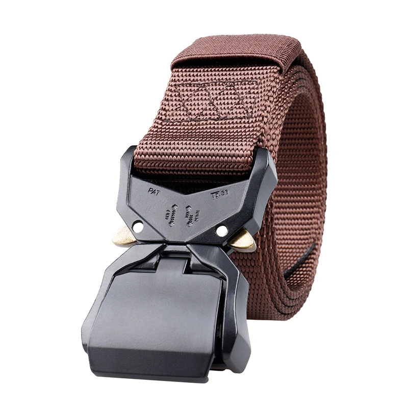 New Zinc Alloy Buckle Tactical Belt Quick Release Snake Buckle Outdoor Belt Wear-Resistant and Durable Nylon Belt