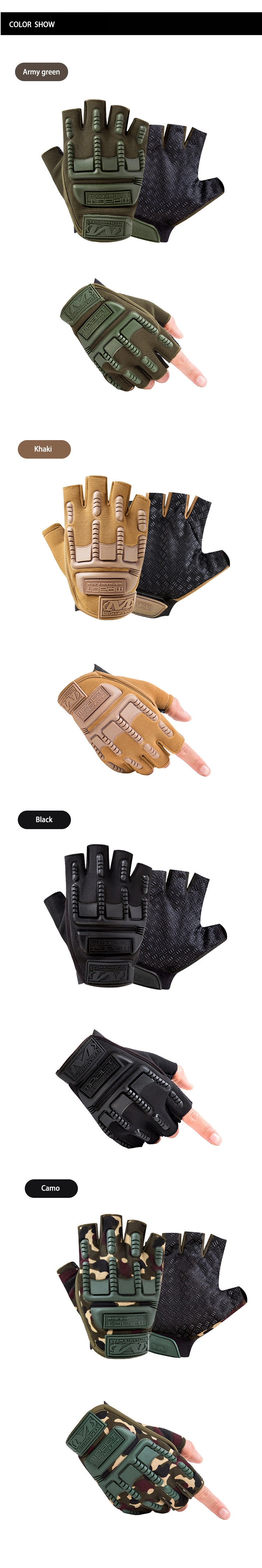 Khaki Outdoor Fitness Gloves Men′ S Half Finger Gloves Tactical Protection Gloves